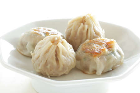 Chinese food, dim sum dumpling on dish for Yum Cha Imageの写真素材