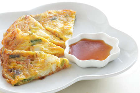 Korean food, vegetable pan cake Jeon for comfort food imageの写真素材