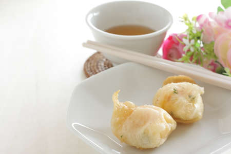 Korean food, rice roll Gimpa and deep fried vegetable for strep food imageの写真素材