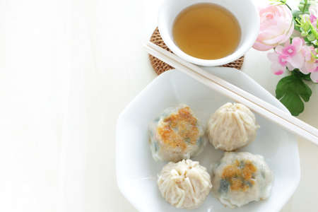 Chinese food, dim sum dumpling on dish for Yum Cha Imageの写真素材