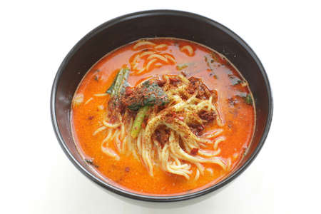 Chinese food, spicy Tantan noodles with copy spaceの写真素材