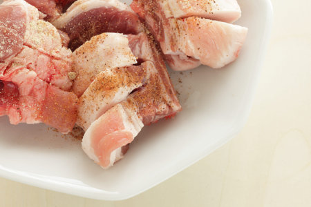 Freshness pork ribs on plate for cooking ingredient