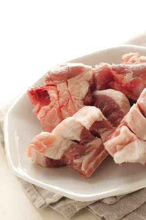 Freshness pork ribs on plate for cooking ingredientの写真素材