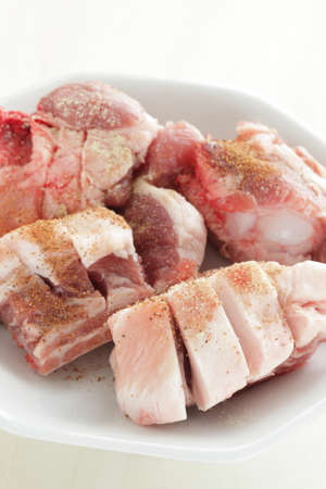 Freshness pork ribs on plate for cooking ingredientの写真素材