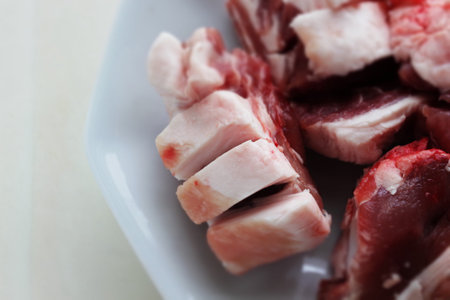 Freshness pork ribs on plate for cooking ingredient