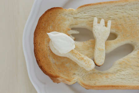 Lovely shaped toast for breakfastの写真素材