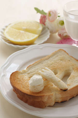 Lovely shaped toast for breakfastの写真素材