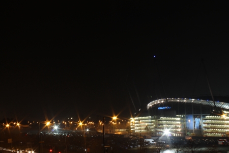 Etihad Stadium in full illumination during Bonfire Night, Man City v  CSKA Moscowのeditorial素材