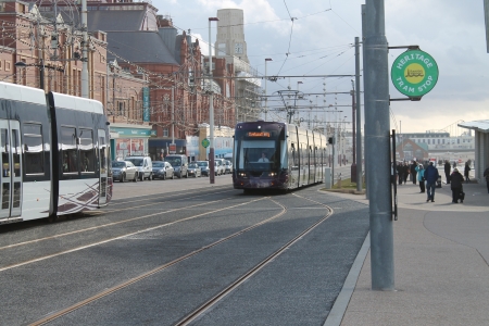 Trams in central Blackpoolのeditorial素材