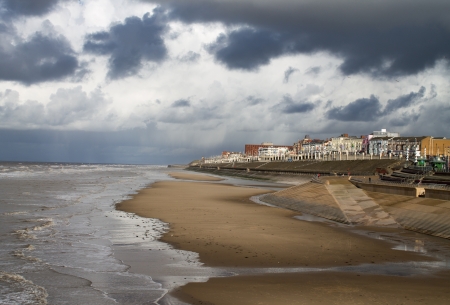Golden Mile in Blackpool, stormy clouds gathering のeditorial素材