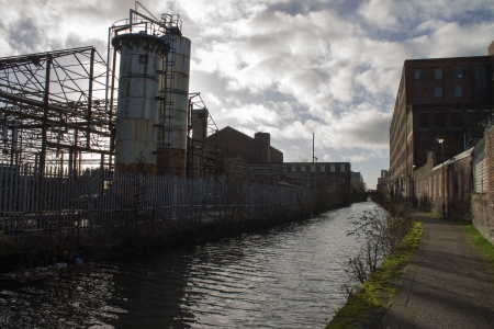 Abandoned Industrial Buildings in Ashton Canal, Manchesterのeditorial素材