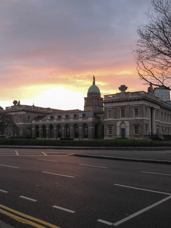 The Customs House at Dusk, viewed from Beresford Place, Dublin, Ireland