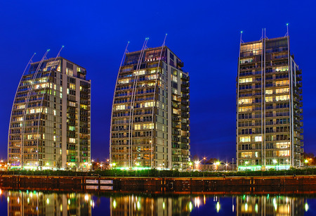 The Residential Towers in MediaCityUK, Manchester, Englandのeditorial素材