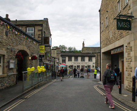 Skipton, United Kingdom - July 5, 2014  Street in central Skipton during Tour de France 2014