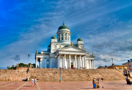 Helsinki Cathedral during a sunny day, blue skyのeditorial素材