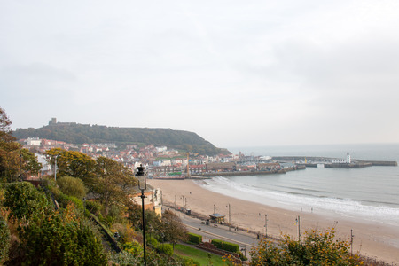 Scarborough seafront at dawn. Scarborough, North Yorkshire, United Kingdom. HDR.の写真素材