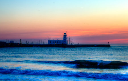 Scarborough Lighthouse at Dawn. HDR.
