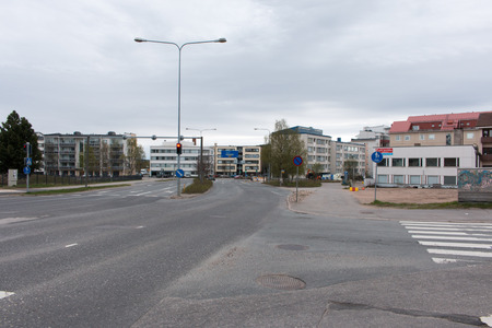 Cityscape in Rovaniemi, small city located in Arctic Circle, Finnish Lapland.のeditorial素材