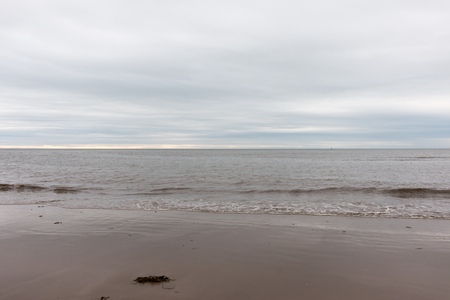 Blackpool Seascape viewed from the beach. Overcast weather.の写真素材