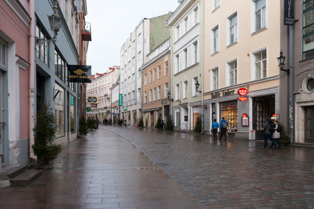 Picturesque and medieval old town of Tallinn, capital of Estonia. Cloudy December day.のeditorial素材