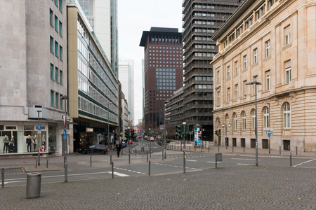 Streets of Frankfurt am Main, the largest city in the German state of Hesse and major European financial hub.のeditorial素材