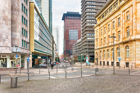 Streets of Frankfurt am Main, the largest city in the German state of Hesse and major European financial hub. HDR.のeditorial素材