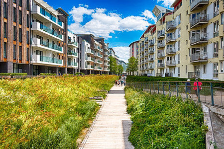 Colourful Bristol cityscape during beautiful and sunny summer day.のeditorial素材