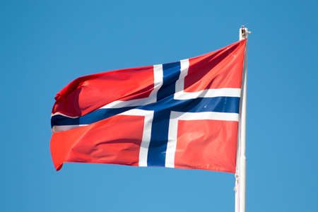 Flag of Norway and a blue sky.の写真素材
