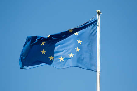 Flag of European Union and a Blue Sky.の写真素材