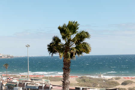 View of Beach in Playa del Ingles, Maspalomas, Gran Canaria, Spain. HDR.の写真素材