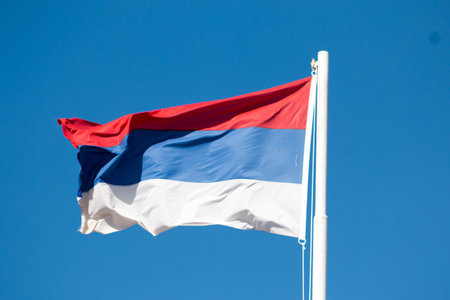 Flag of Russia and a blue sky.の写真素材