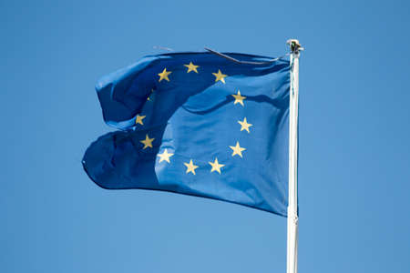Flag of European Union and a Blue Sky.の写真素材