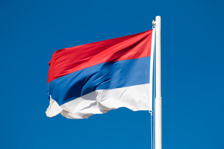 Flag of Russia and a blue sky.の写真素材