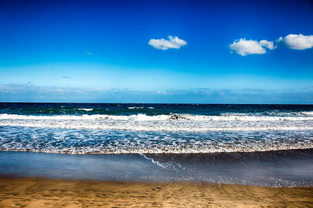View of Beach in Playa del Ingles, Maspalomas, Gran Canaria, Spain. HDR.の写真素材