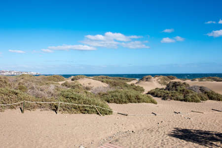 View of Beach in Playa del Ingles, Maspalomas, Gran Canaria, Spain.の写真素材
