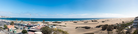View of Beach in Playa del Ingles, Maspalomas, Gran Canaria, Spain. Panorama.の写真素材