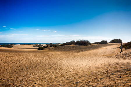 View of Beach in Playa del Ingles, Maspalomas, Gran Canaria, Spain. HDR.の写真素材