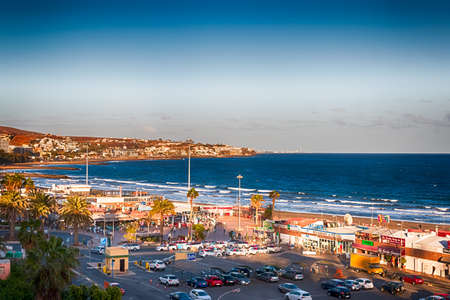 View of Beach in Playa del Ingles, Maspalomas, Gran Canaria, Spain. HDR.の写真素材
