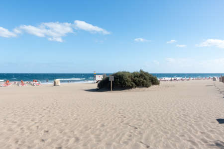 View of Beach in Playa del Ingles, Maspalomas, Gran Canaria, Spain.の写真素材