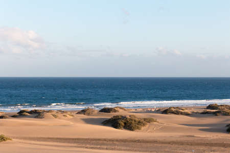 View of Beach in Playa del Ingles, Maspalomas, Gran Canaria, Spain.の写真素材