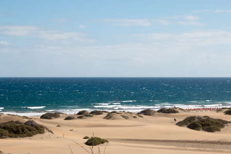 View of Beach in Playa del Ingles, Maspalomas, Gran Canaria, Spain.の写真素材