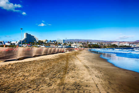 View of Beach in Playa del Ingles, Maspalomas, Gran Canaria, Spain. HDR.の写真素材
