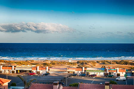 View of Beach in Playa del Ingles, Maspalomas, Gran Canaria, Spain. HDR.の写真素材