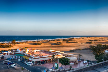 View of Beach in Playa del Ingles, Maspalomas, Gran Canaria, Spain. HDR.の写真素材