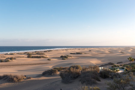 View of Beach in Playa del Ingles, Maspalomas, Gran Canaria, Spain.の写真素材