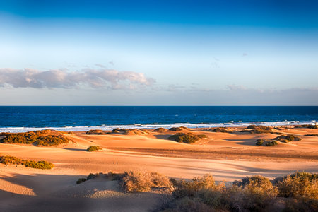 View of Beach in Playa del Ingles, Maspalomas, Gran Canaria, Spain. HDR.の写真素材