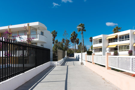 View of town centre in Playa del Ingles, Maspalomas, Gran Canaria, Spain.のeditorial素材