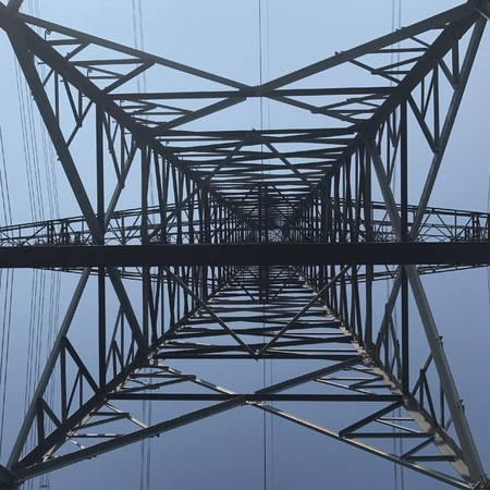 Power pole from belowの写真素材