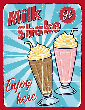 Vintage milkshake sale decorative posterのイラスト素材