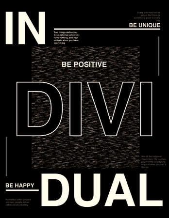 Individual, be positive. T-shirt graphic, sport and urban clothのイラスト素材